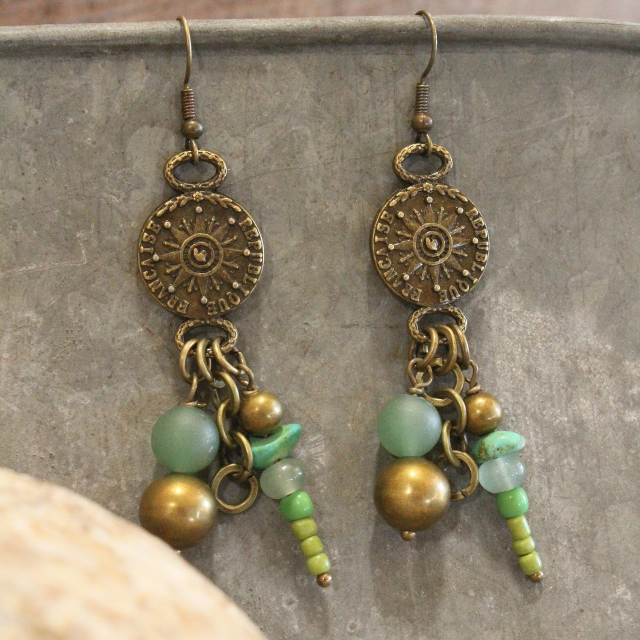 Czech Sun Rays Stone Earrings