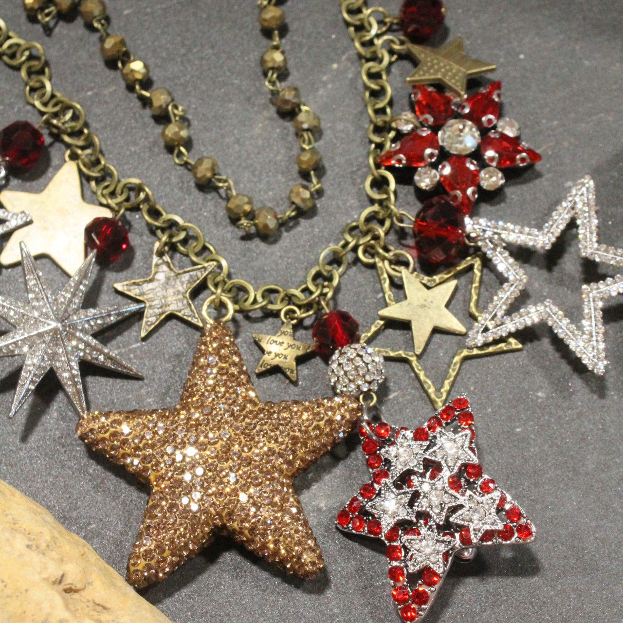 Star Spangled Banner Golden Charm'd Necklace