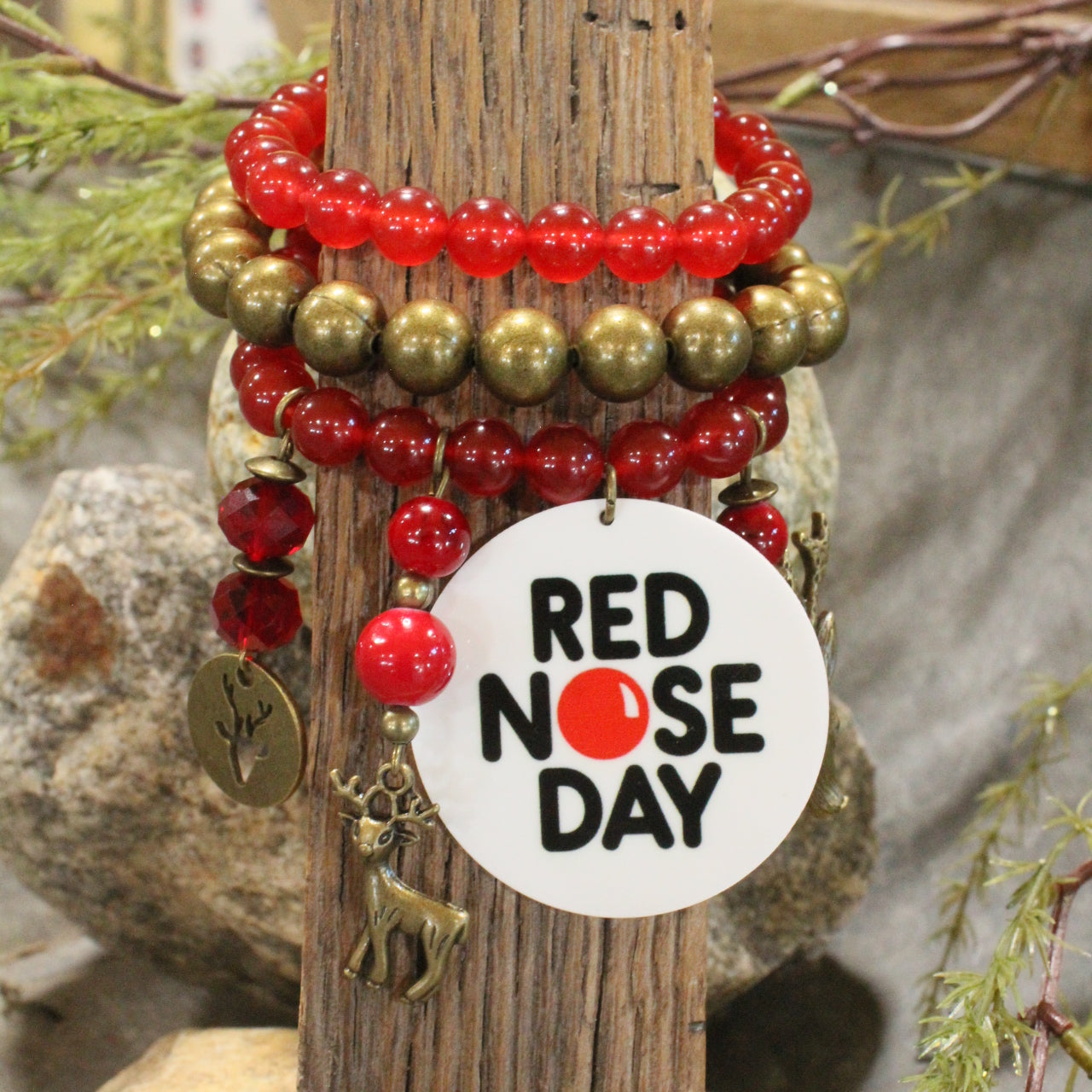 Red Nose Day Reindeer Charm'd Bracelet Set