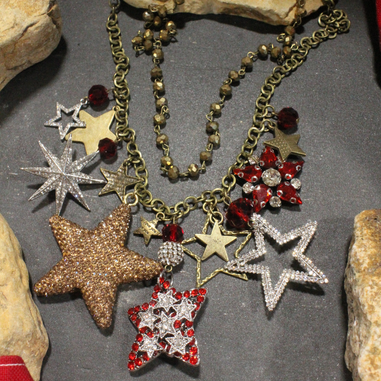 Star Spangled Banner Golden Charm'd Necklace