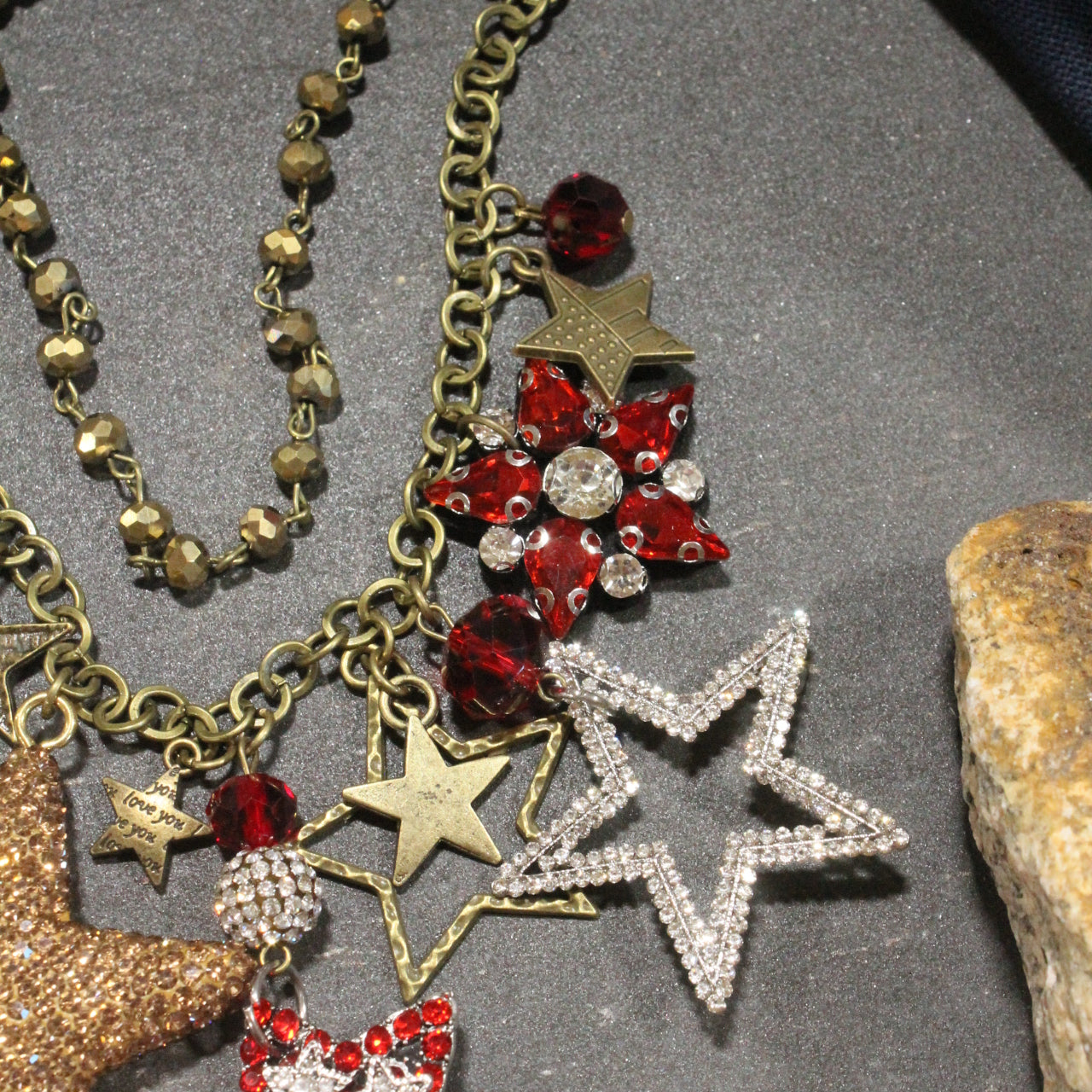 Star Spangled Banner Golden Charm'd Necklace
