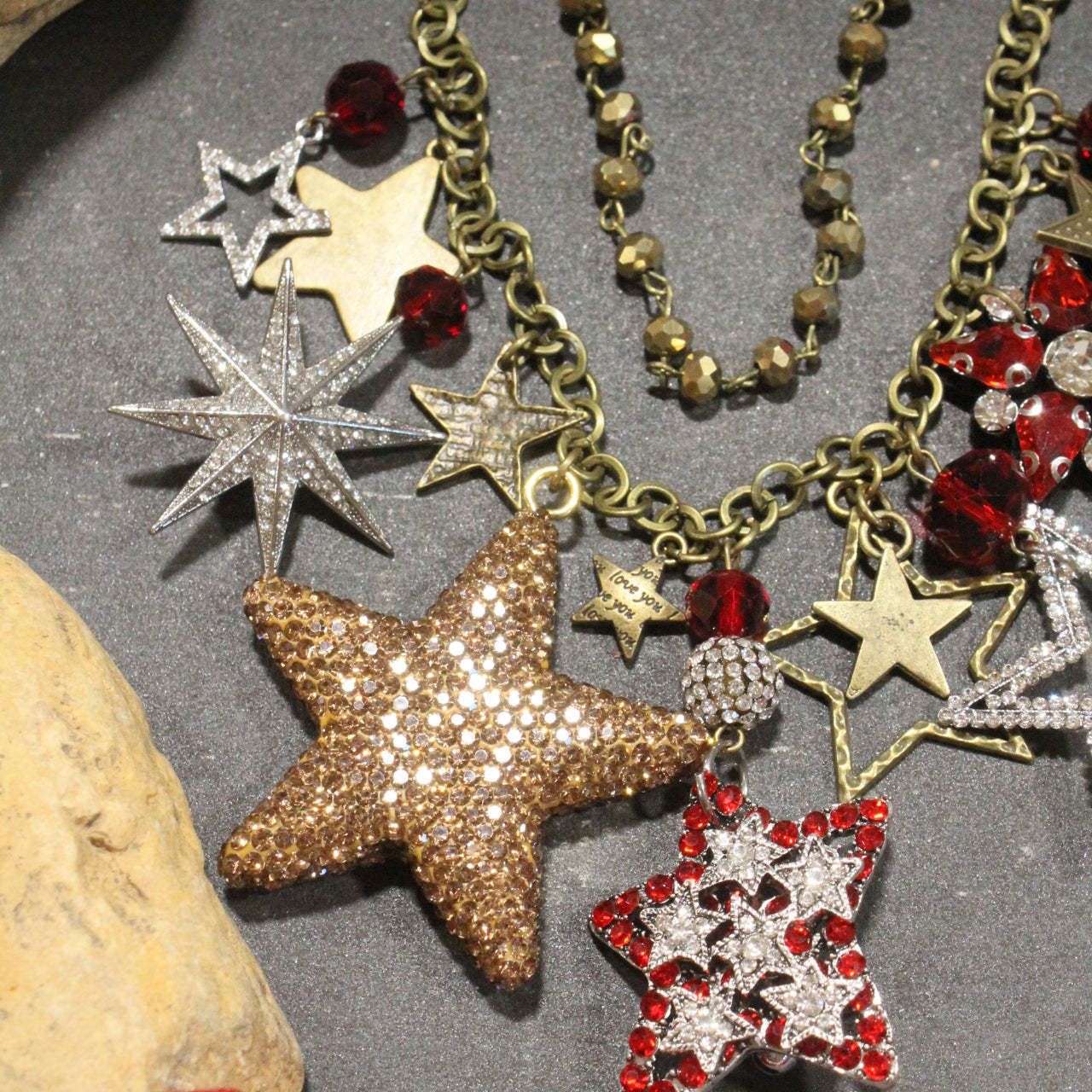 Star Spangled Banner Golden Charm'd Necklace