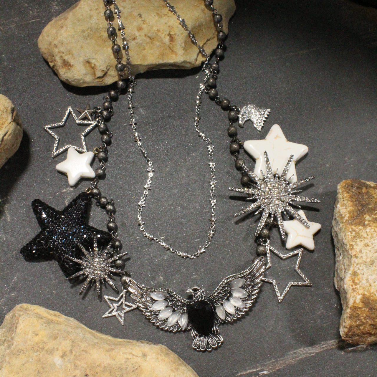 Fly Like An Eagle Platinum Charm'd Necklace