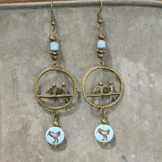 Taking Flight Blue Bird Charm Dangle Earrings