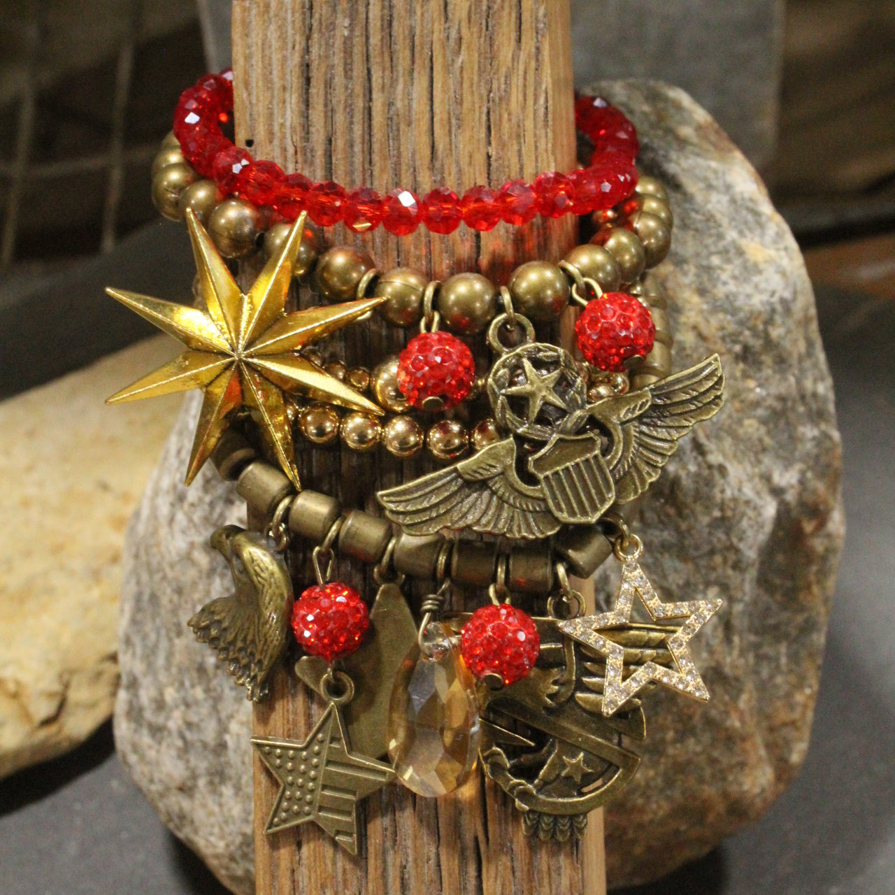 Fly Like An Eagle Golden Charm'd Bracelet Set