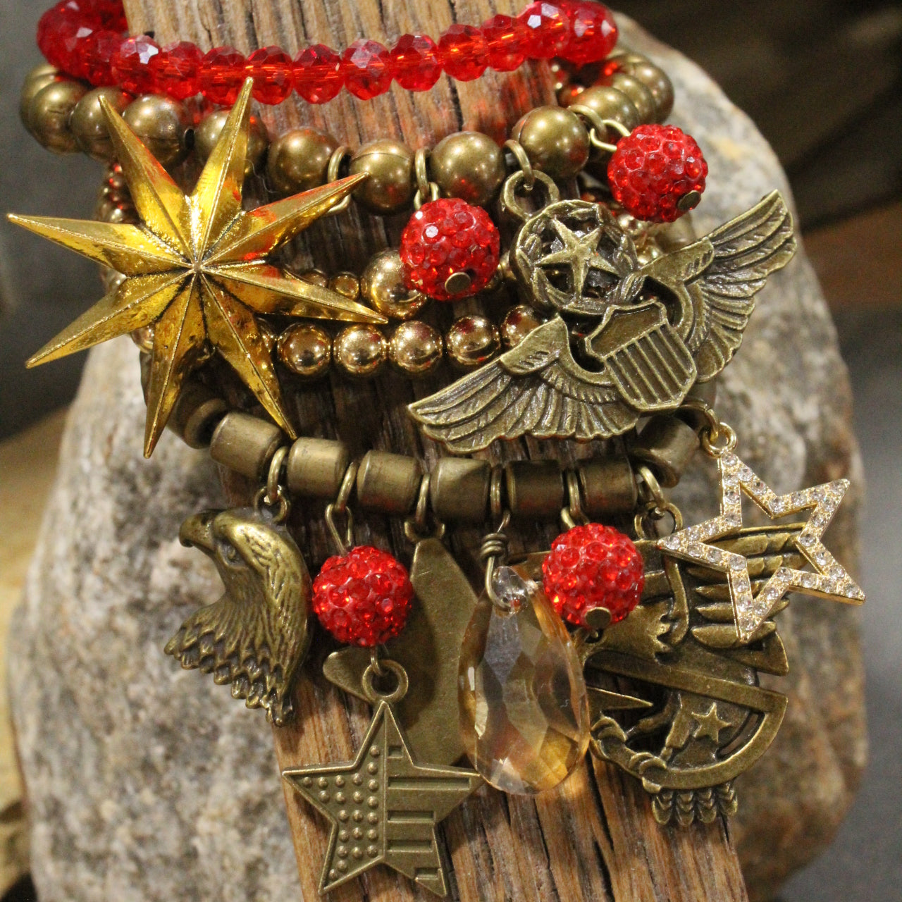 Fly Like An Eagle Golden Charm'd Bracelet Set