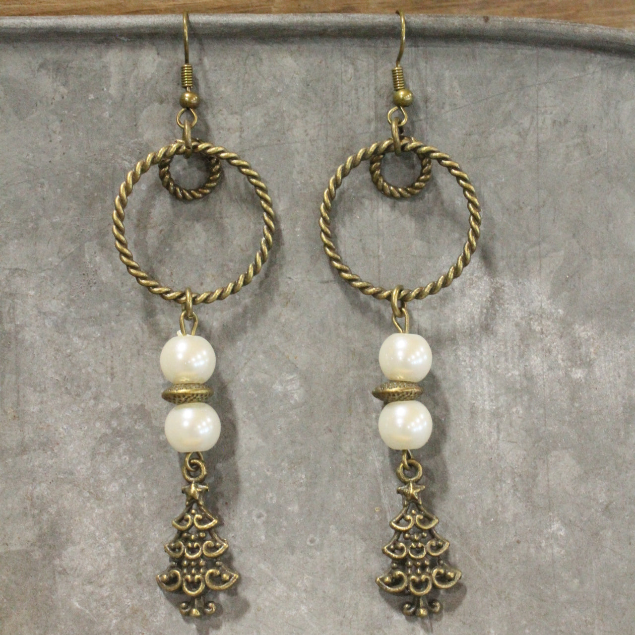 Lighting Up The Christmas Tree Pearl Dangle Drop Earrings
