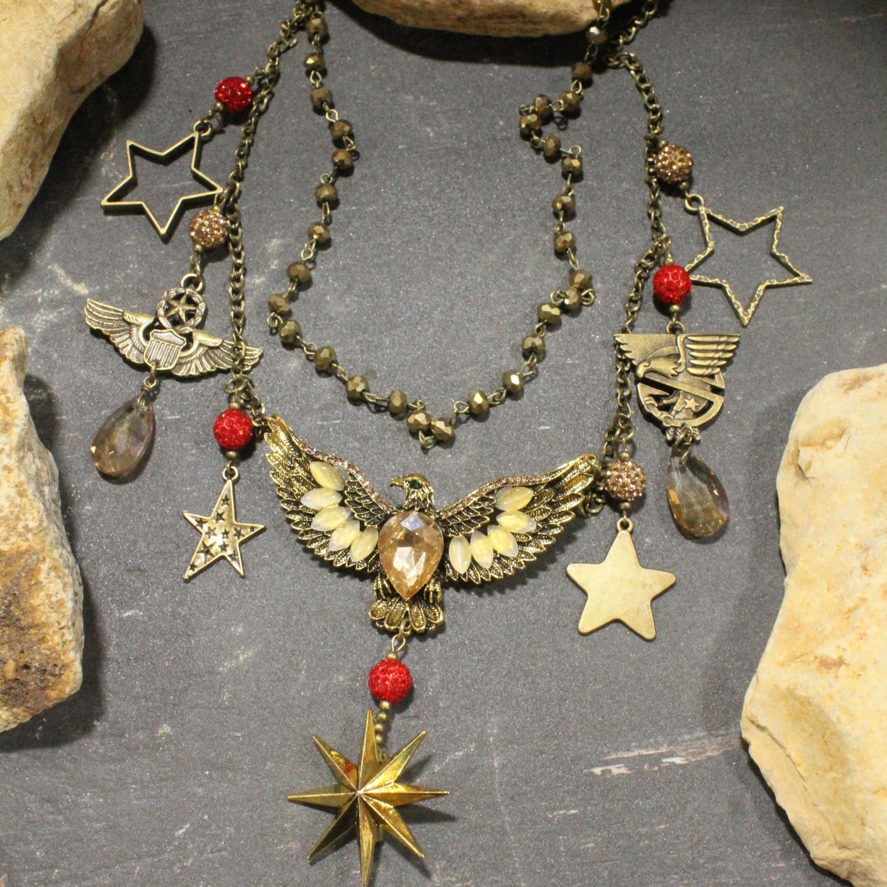Fly Like An Eagle Golden Charm'd Necklace