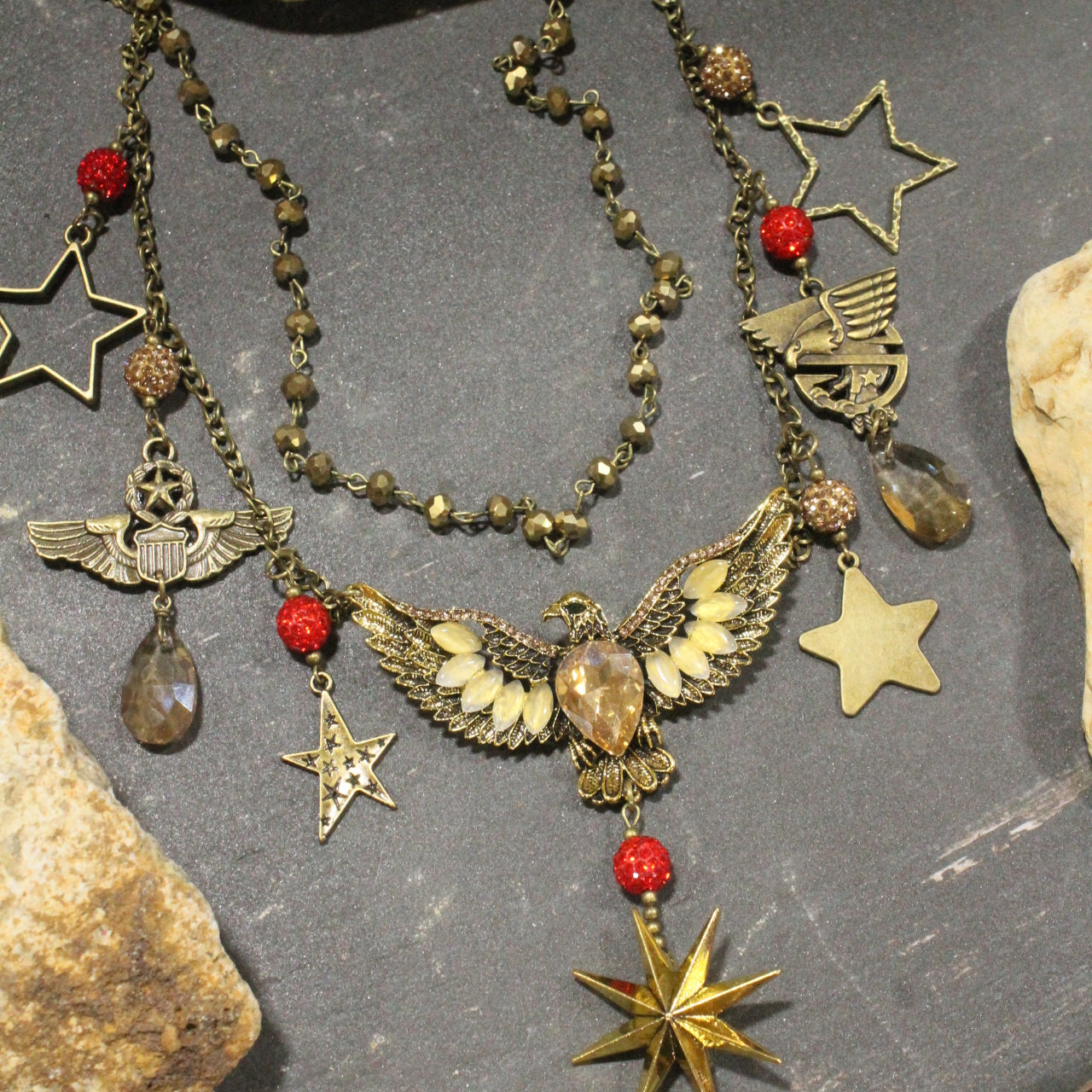 Fly Like An Eagle Golden Charm'd Necklace