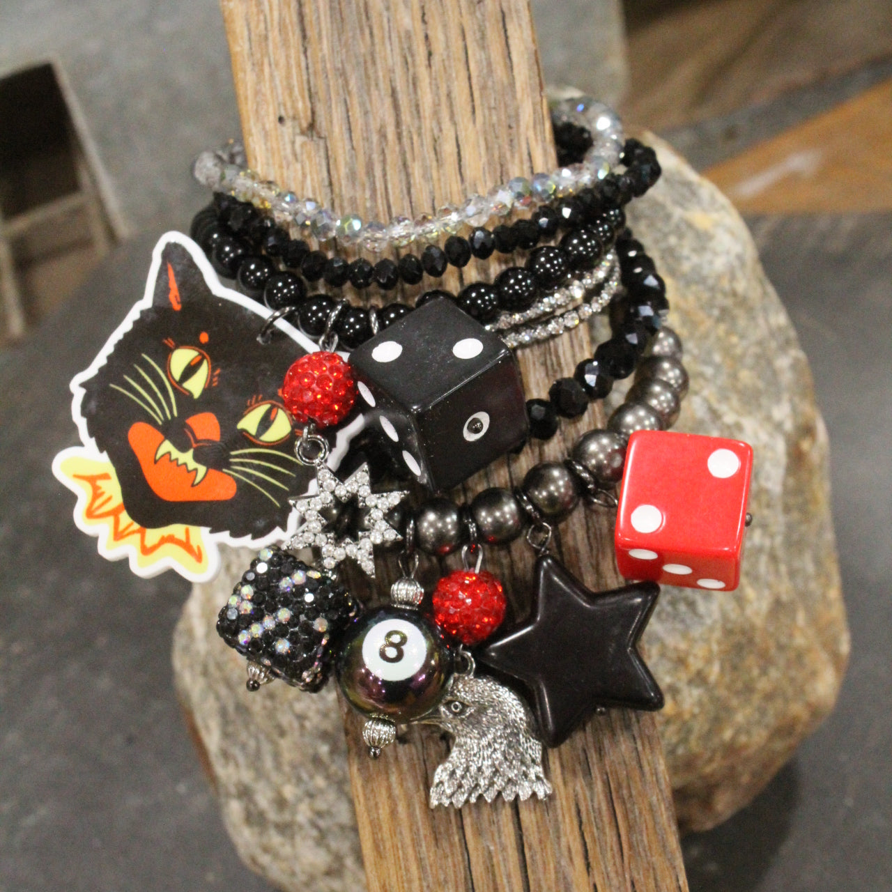 Black Cat Fireworks Charm'd Bracelet Set