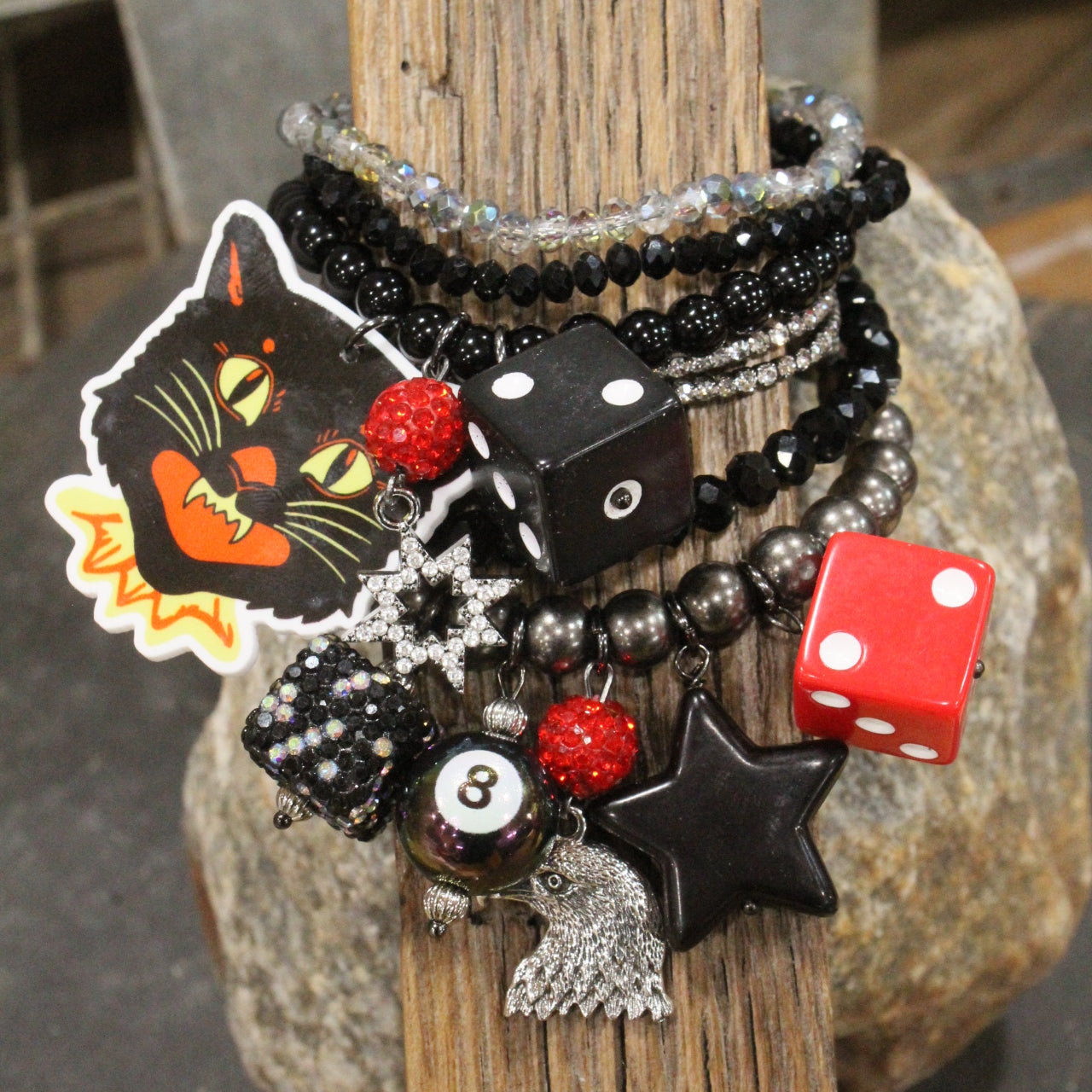Black Cat Fireworks Charm'd Bracelet Set