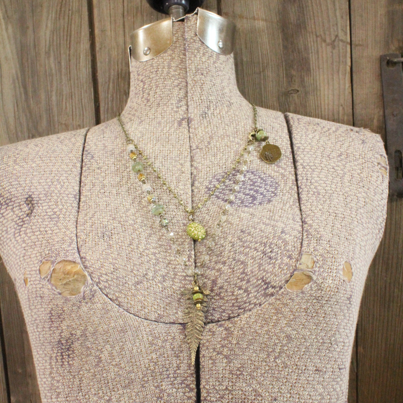 Fern Frenzy Czech Glass Layered Necklace