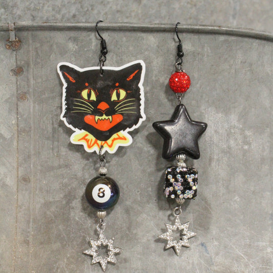 Black Cat Fireworks Charm'd Dangle Earrings