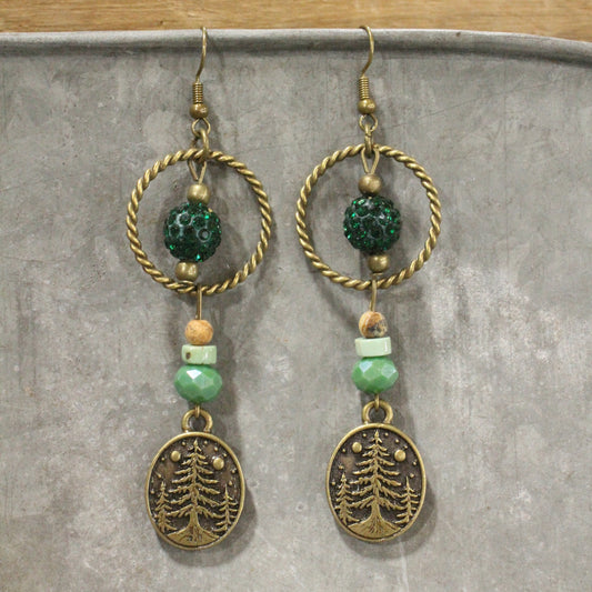 Pine Patches Green Dangle Earrings