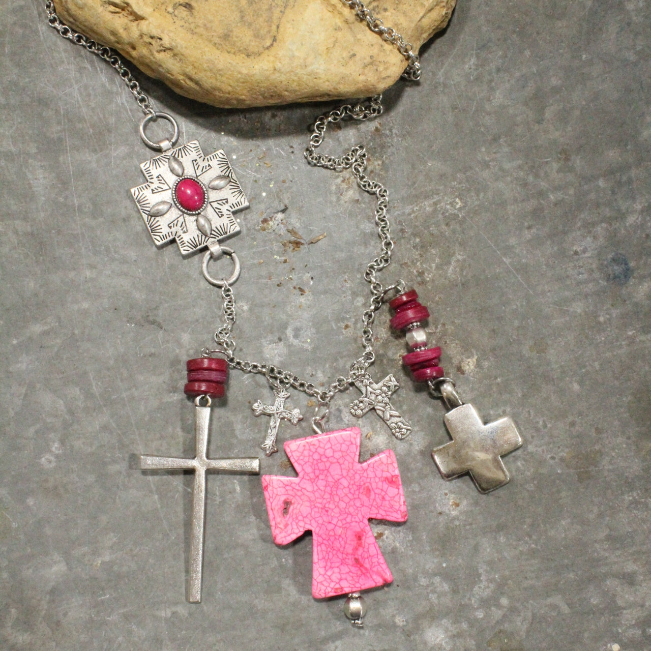 Look To The Cross Charmed Dangle Necklace