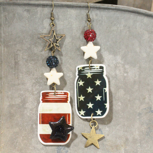 Mason Jar Moonshine Dangle Earrings