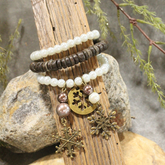 Vintage Snowflake Charm'd Bracelet Set
