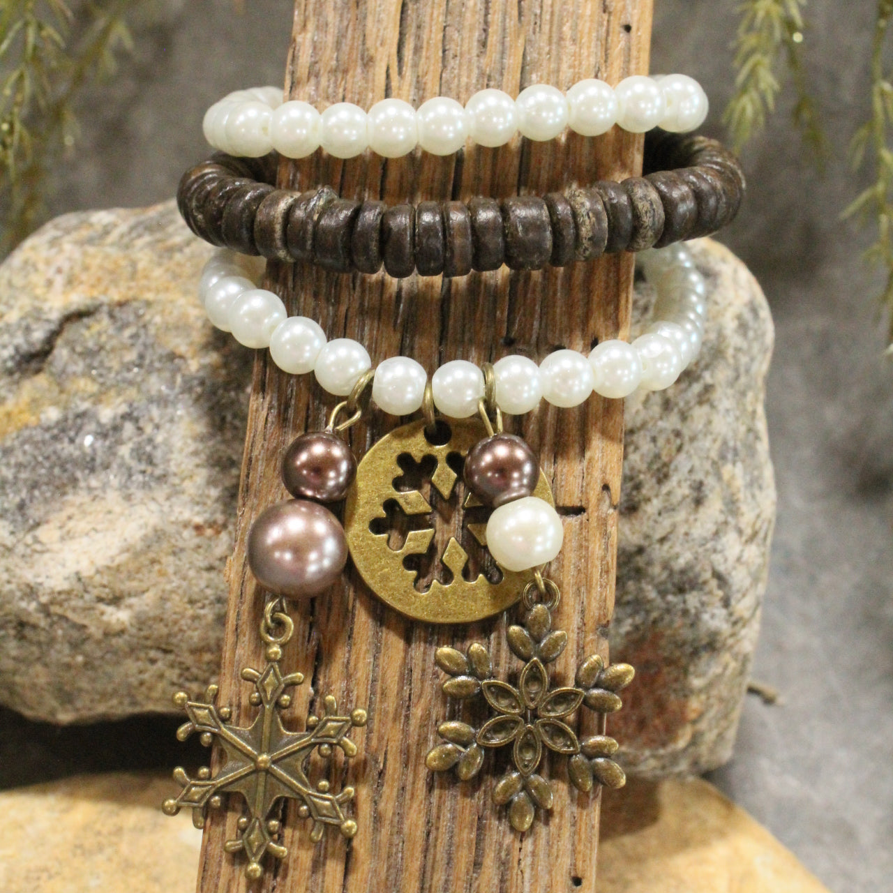 Vintage Snowflake Charm'd Bracelet Set