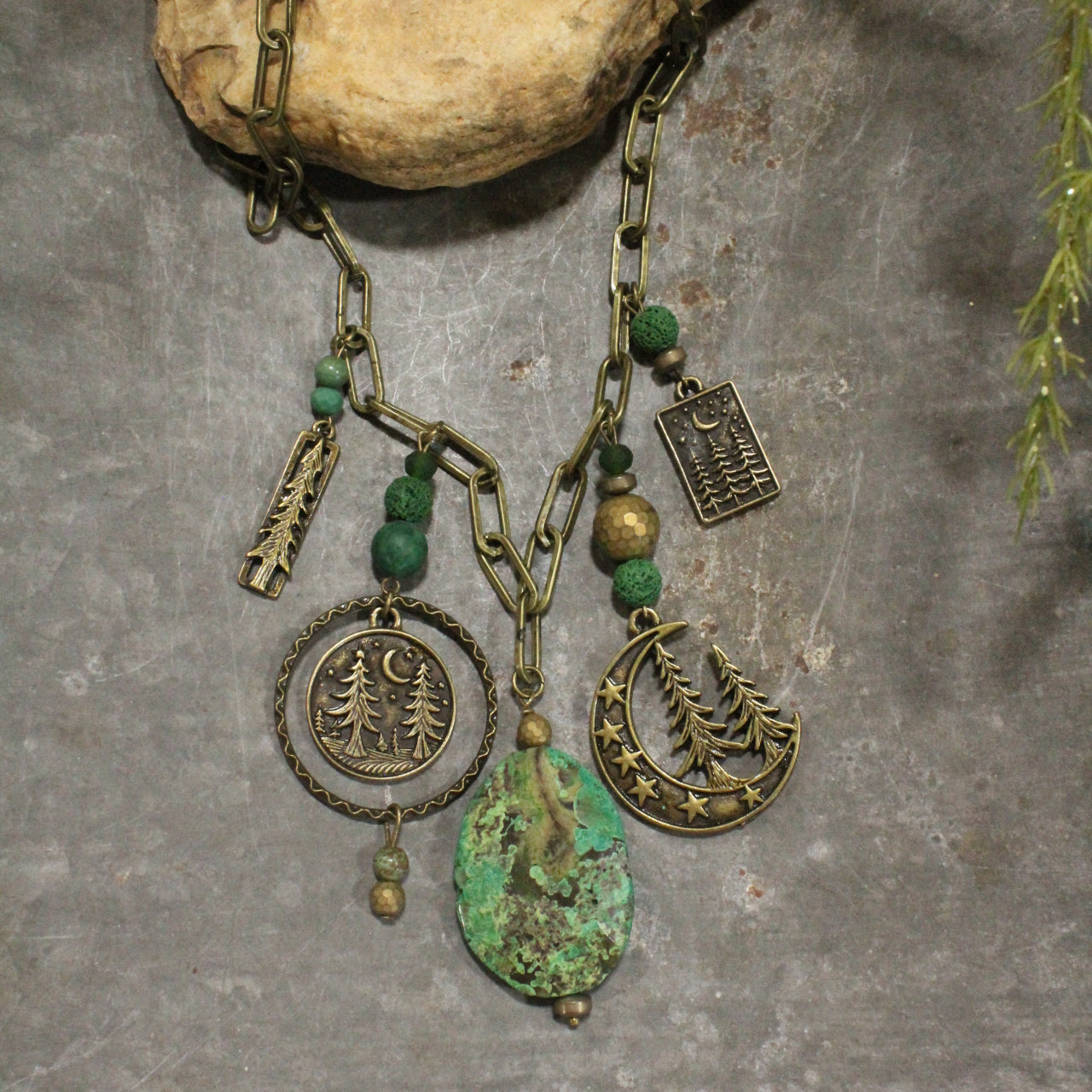 Pine Patches Green Charm'd Necklace