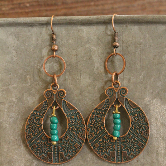 Verdigris Gypsy Jade Copper Dangle Earrings