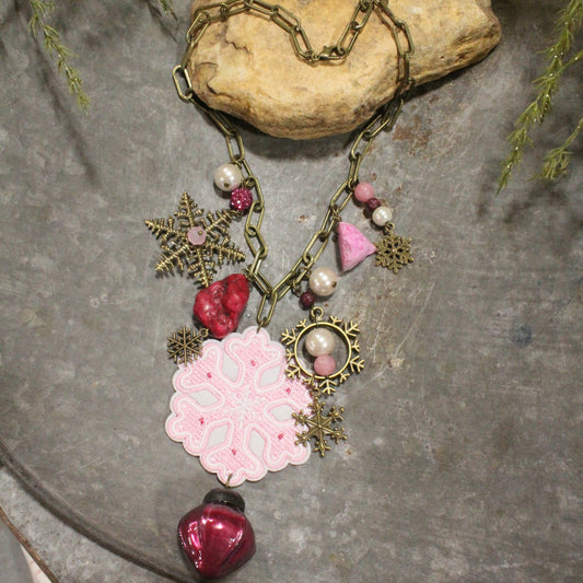 PInk Days Snowflake Charm'd Necklace