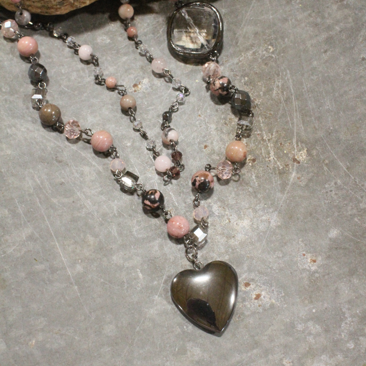 PInk Passion Heart Layered Necklace