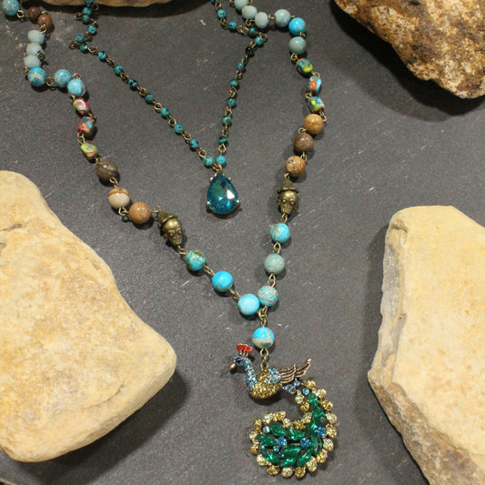 Prissy Peacock Layered Necklace