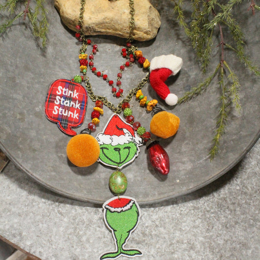 Stink Stank Stunk Grinch Christmas Charm'd Necklace