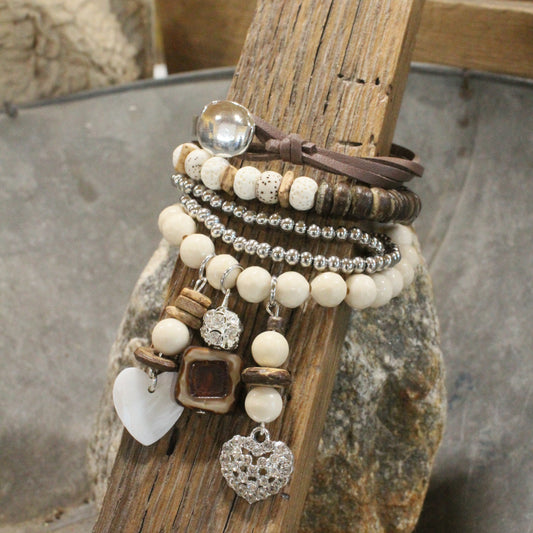 Shades Of Earth Heart Charm'd Bracelet Set