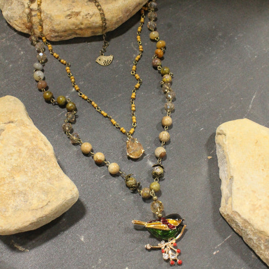 Listen To the Song Birds Multi-Colored Layered Necklace