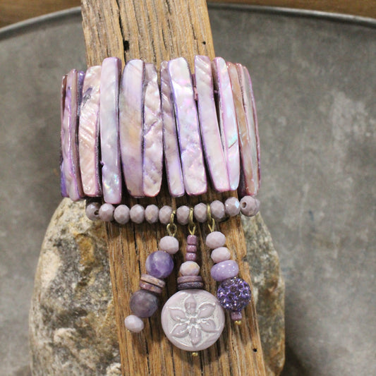 Shades Of Purple Flower Charm'd Bracelet Set
