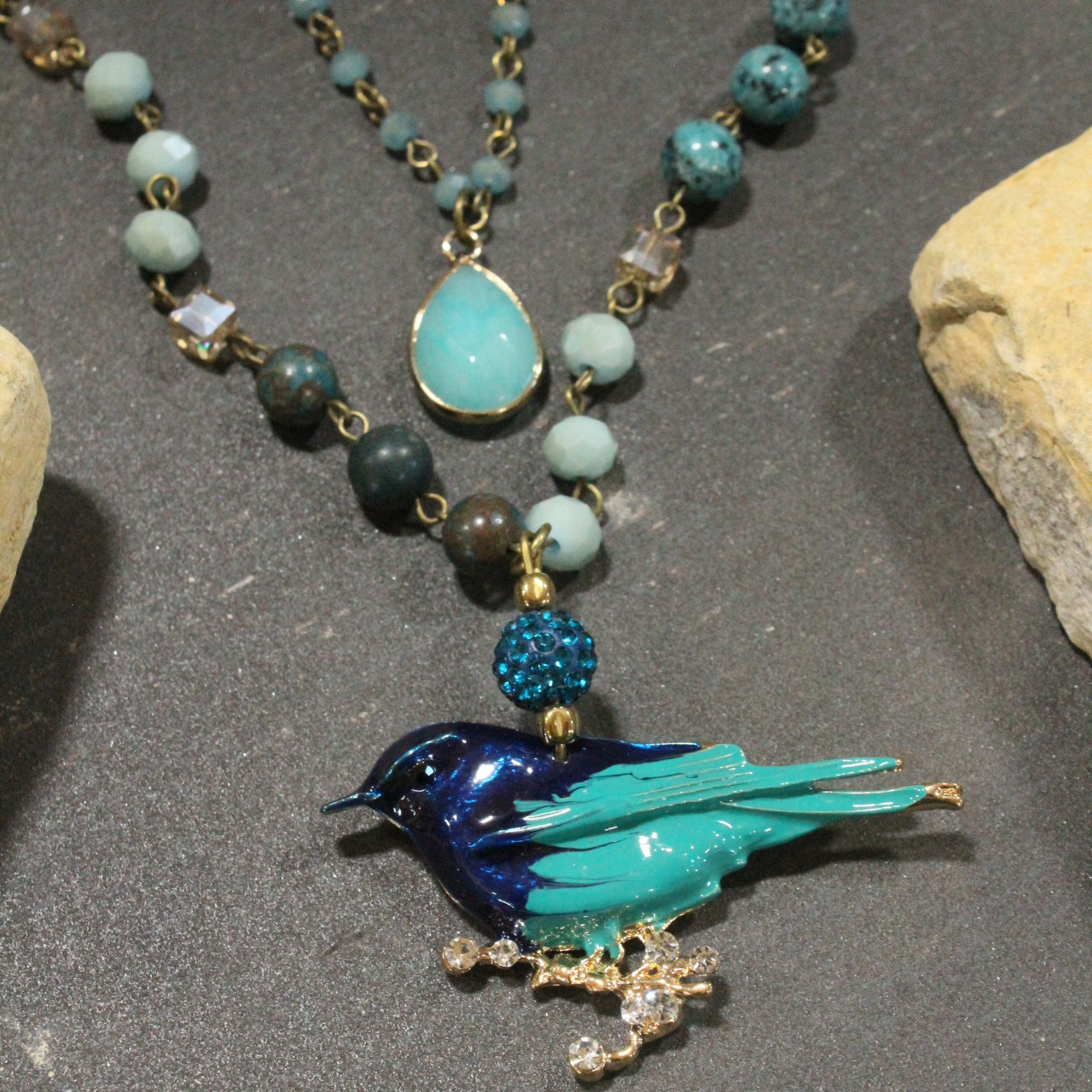 Wings Spread Jade Bird Layered Necklace