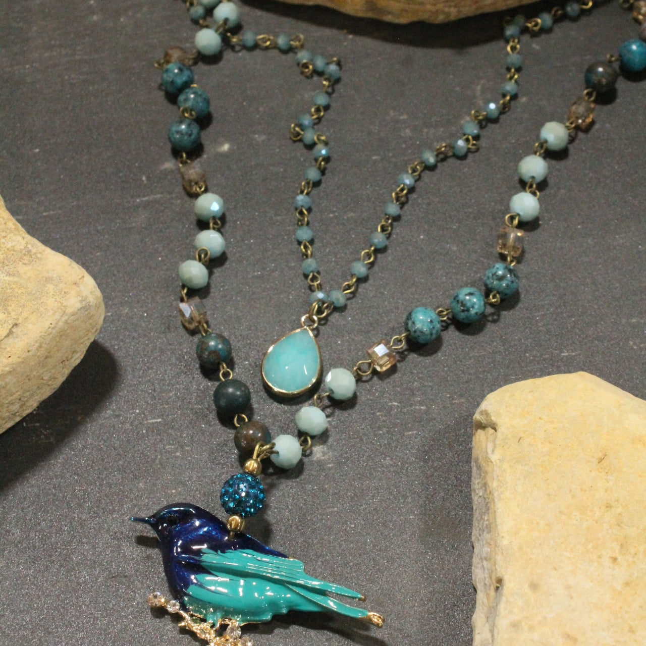 Wings Spread Jade Bird Layered Necklace