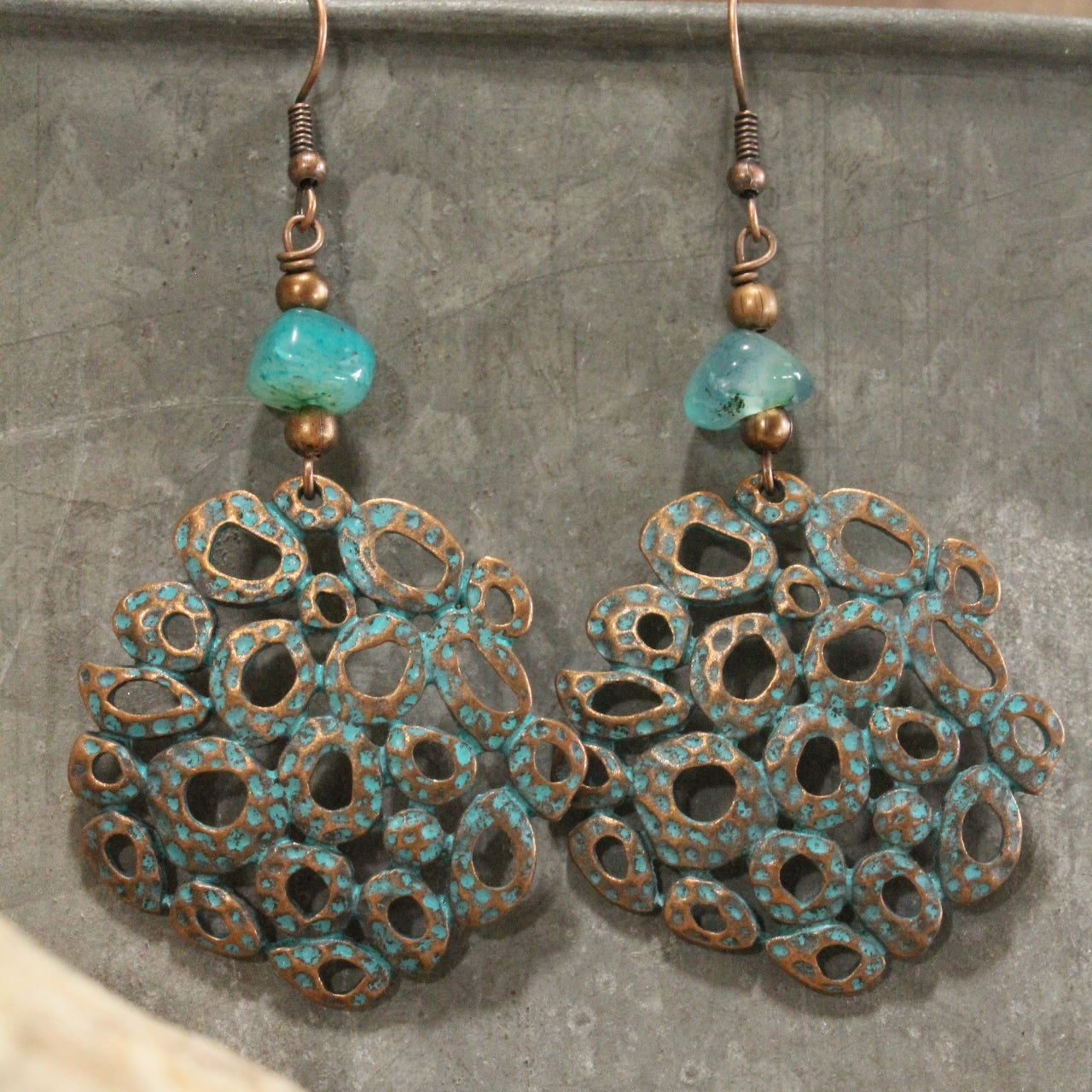 Verdigris Vintage Gypsy Jade Dangle Earrings