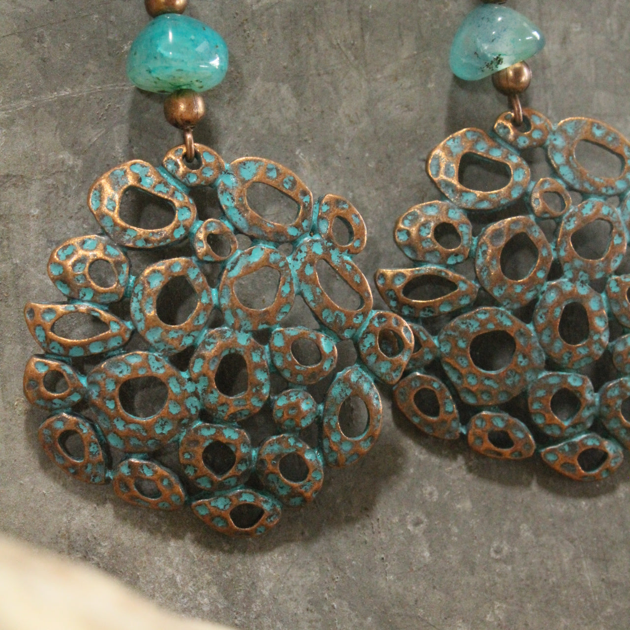 Verdigris Vintage Gypsy Jade Dangle Earrings