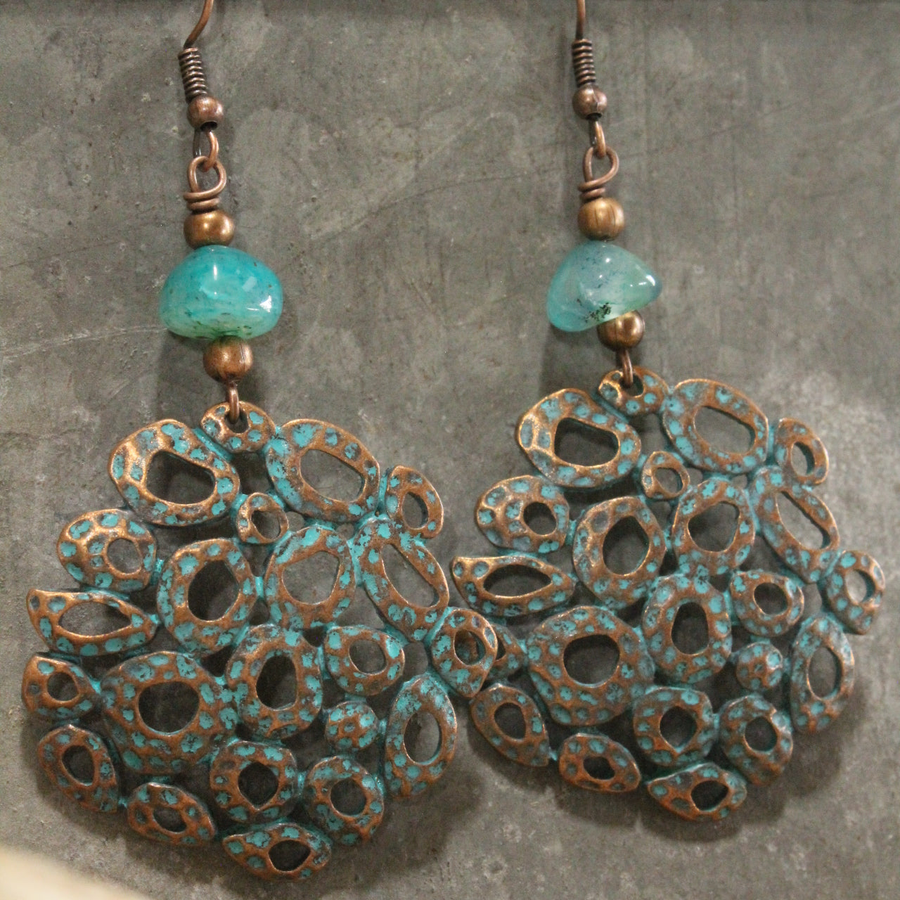 Verdigris Vintage Gypsy Jade Dangle Earrings