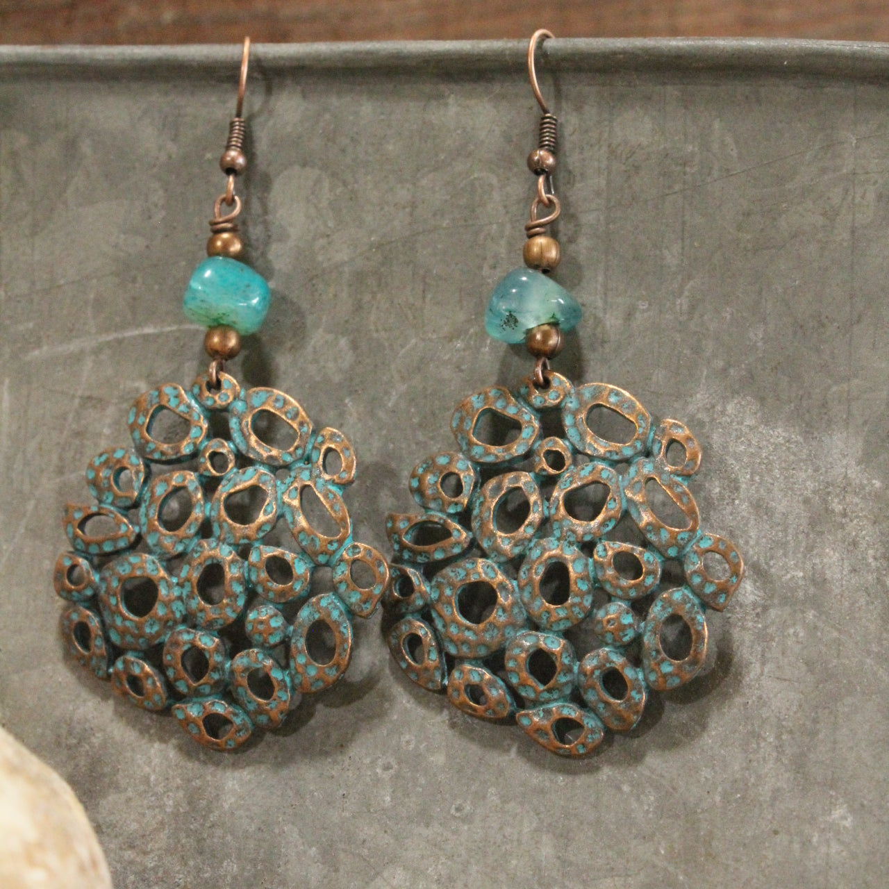 Verdigris Vintage Gypsy Jade Dangle Earrings