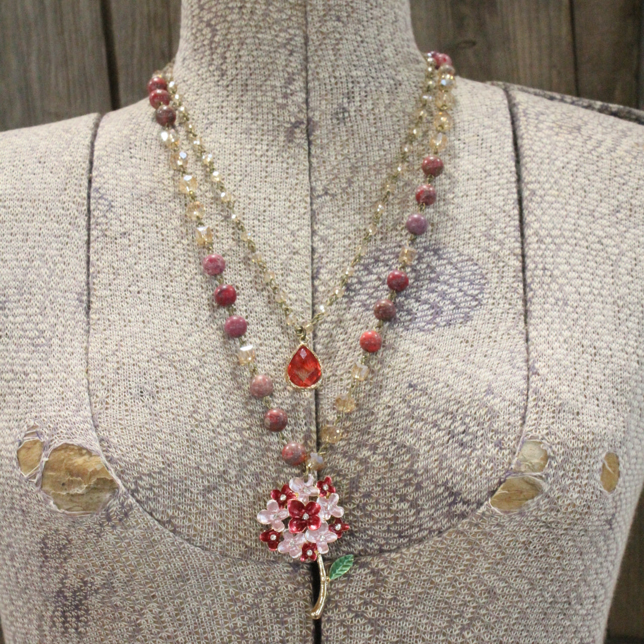 Grandma's Hydrangea Bush Layered Necklace