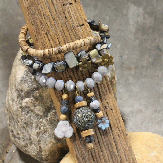 Shades Of Blue Czech Charm'd Bracelet Set