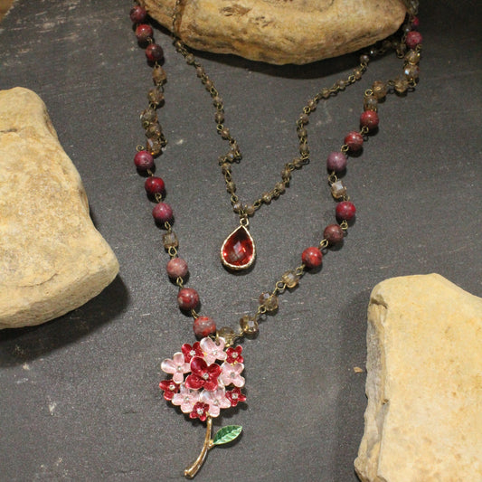Grandma's Hydrangea Bush Layered Necklace