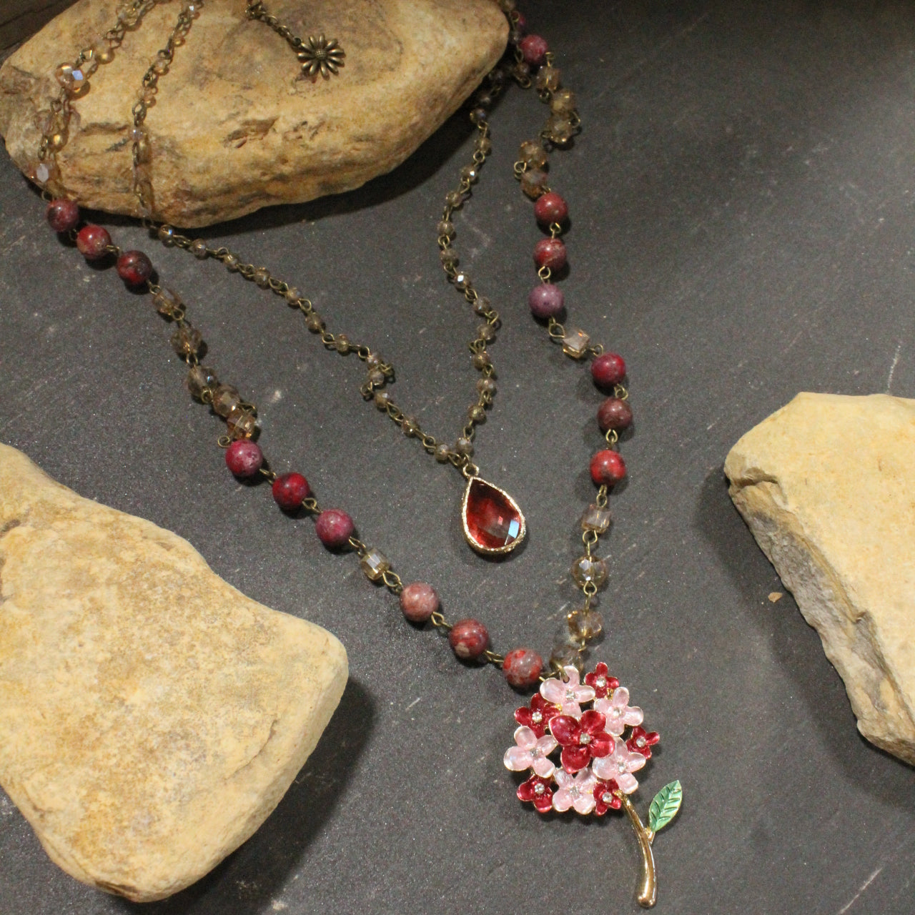 Grandma's Hydrangea Bush Layered Necklace