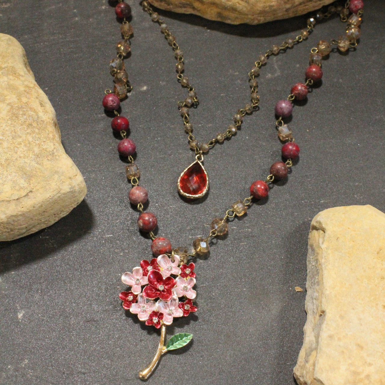 Grandma's Hydrangea Bush Layered Necklace