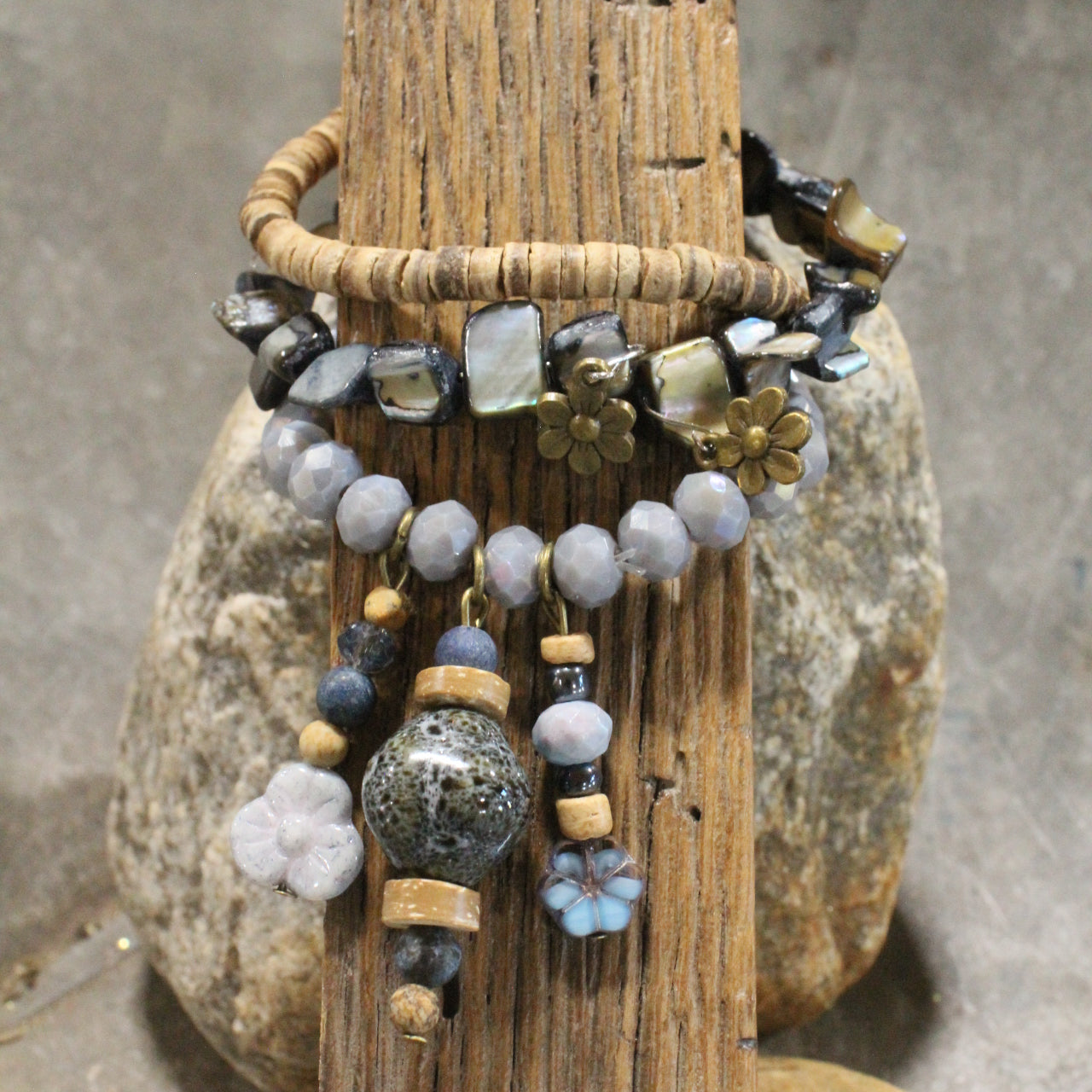 Shades Of Blue Czech Charm'd Bracelet Set