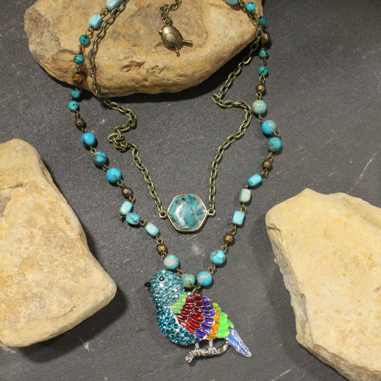 Spread Your Wings Turquoise Layered Necklace