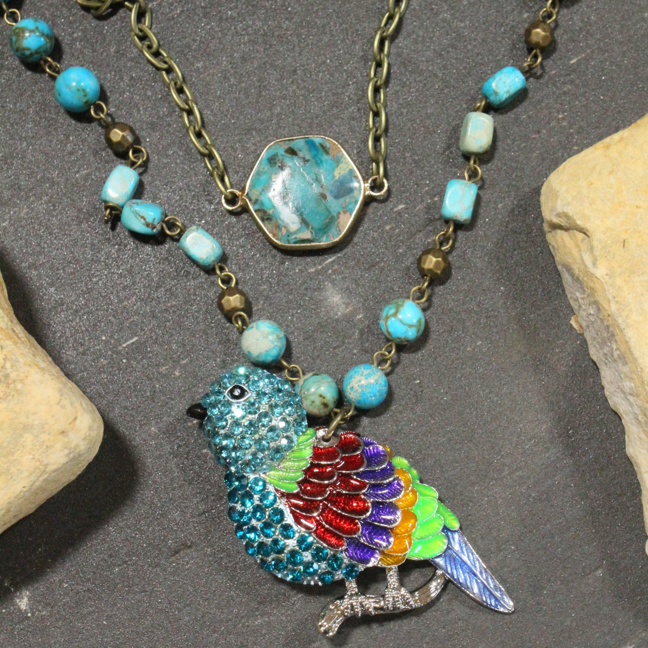 Spread Your Wings Turquoise Layered Necklace