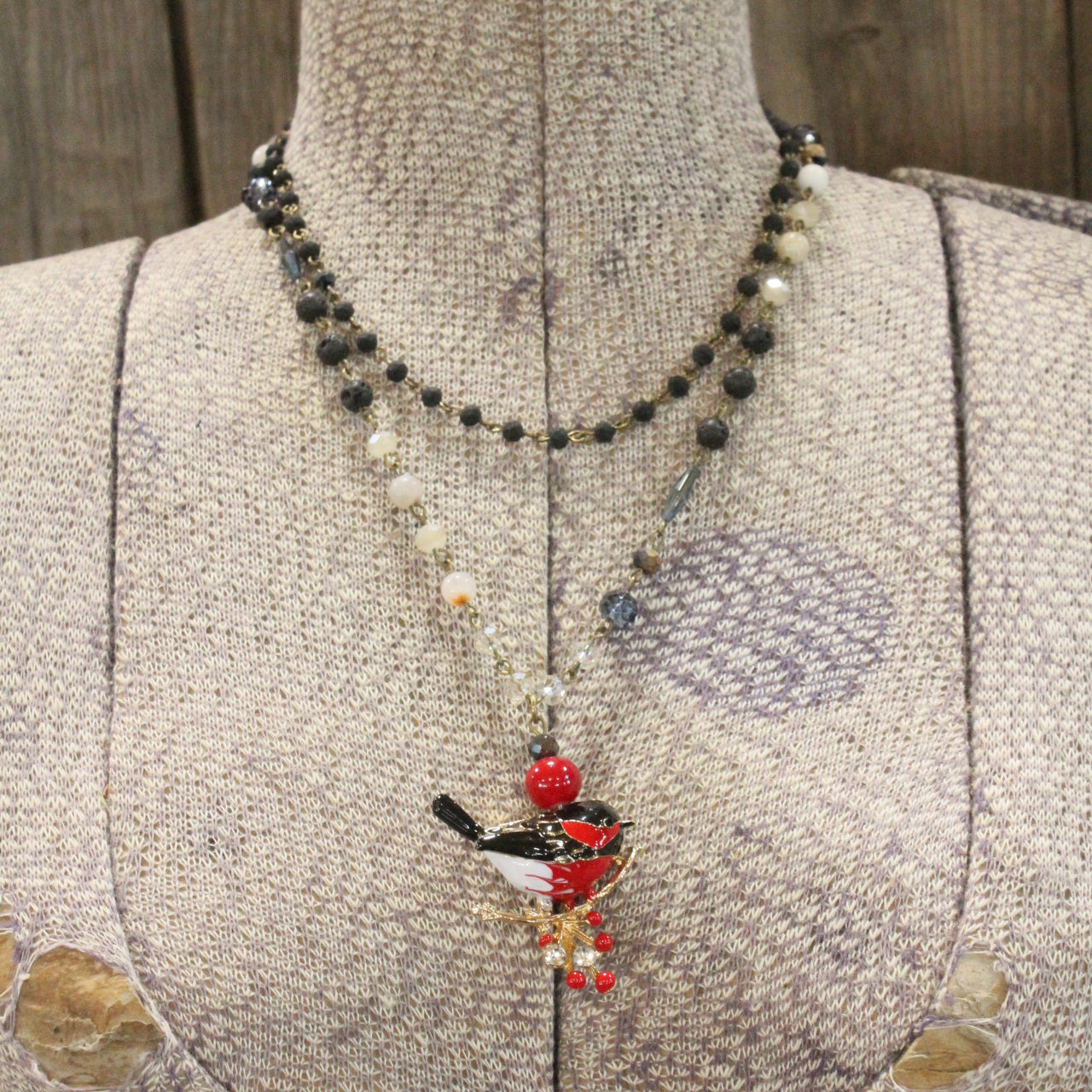 Listen To the Song Birds Red Layered Necklace