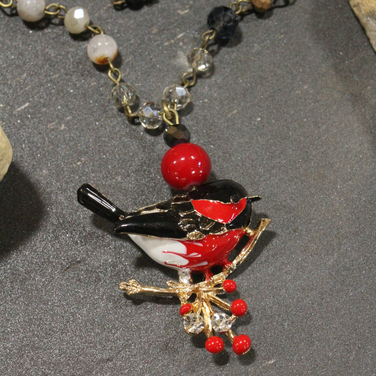 Listen To the Song Birds Red Layered Necklace