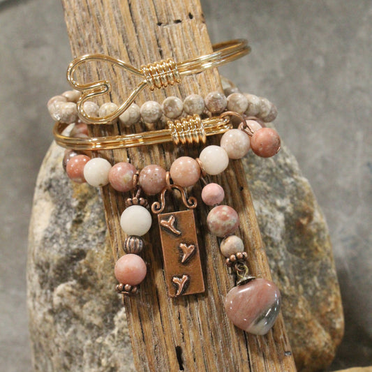 Shades Of Blush Heart Charm'd Bracelet Set