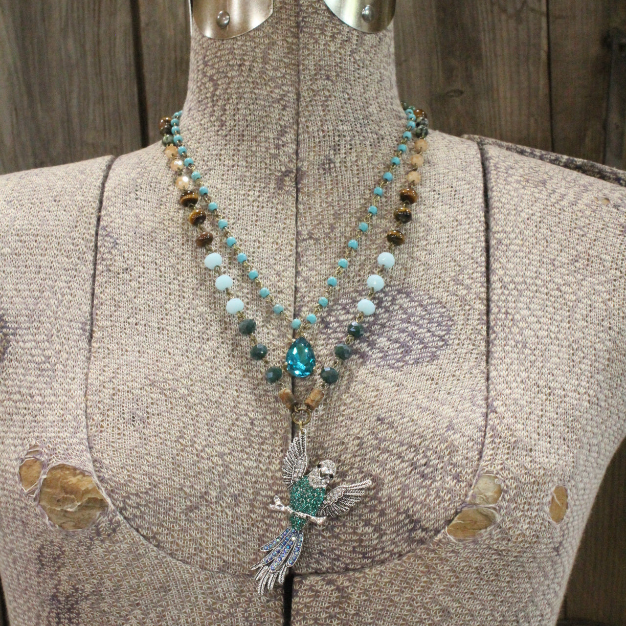 Raise Your Wings Green Breasted Layered Necklace