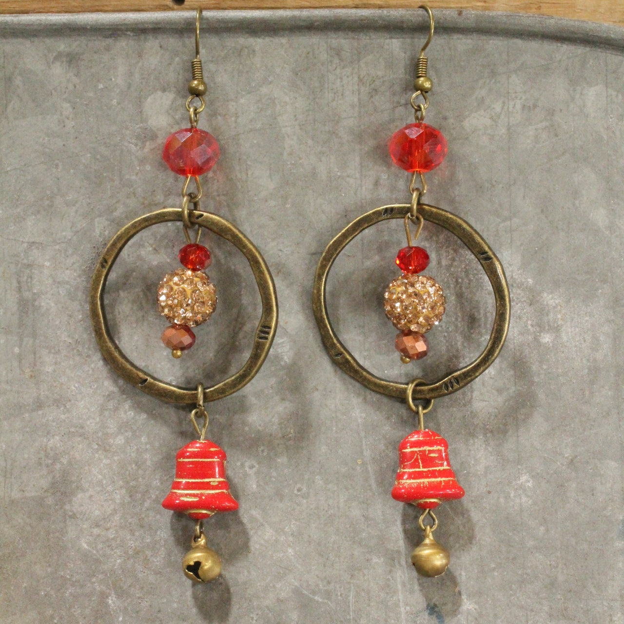 Bells Are Ringing Red Dangle Drop Earrings